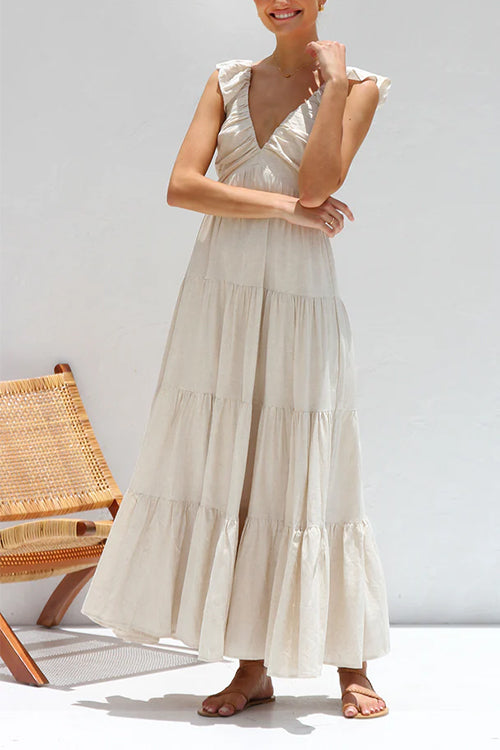 Mayfair V Neck Linen Maxi Dress