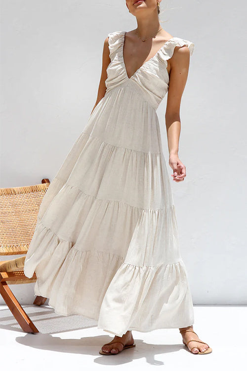 Mayfair V Neck Linen Maxi Dress