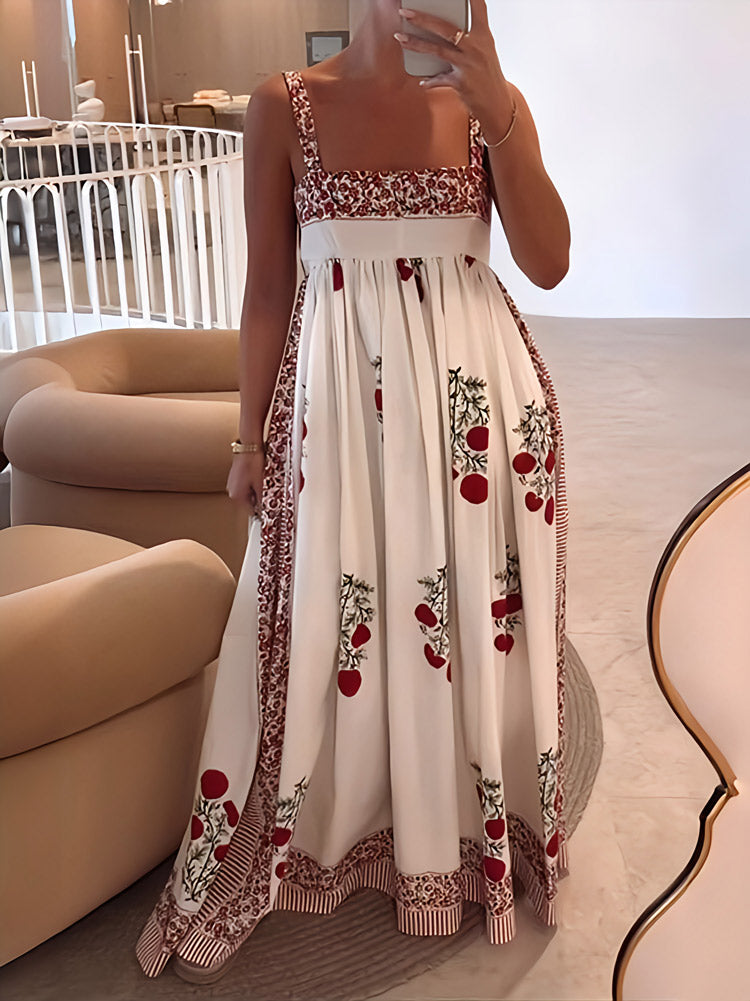 Square Neck Floral Maxi Dress