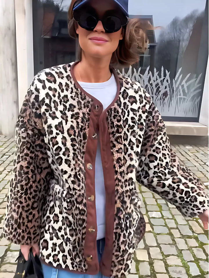 Leopard Button-Up Relaxed Jacket