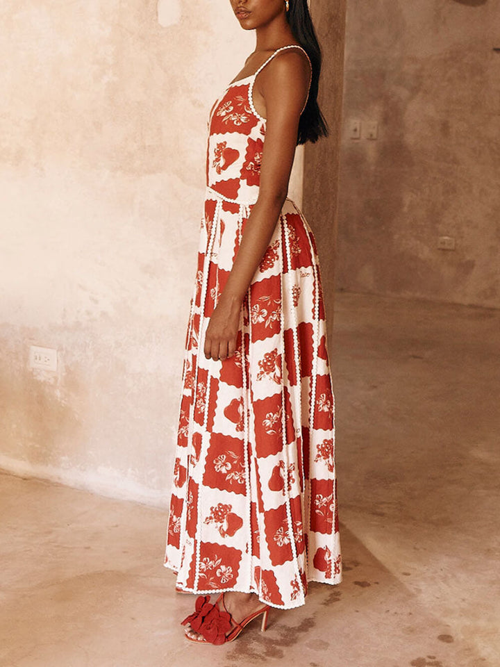 Floral Trim Maxi Dress