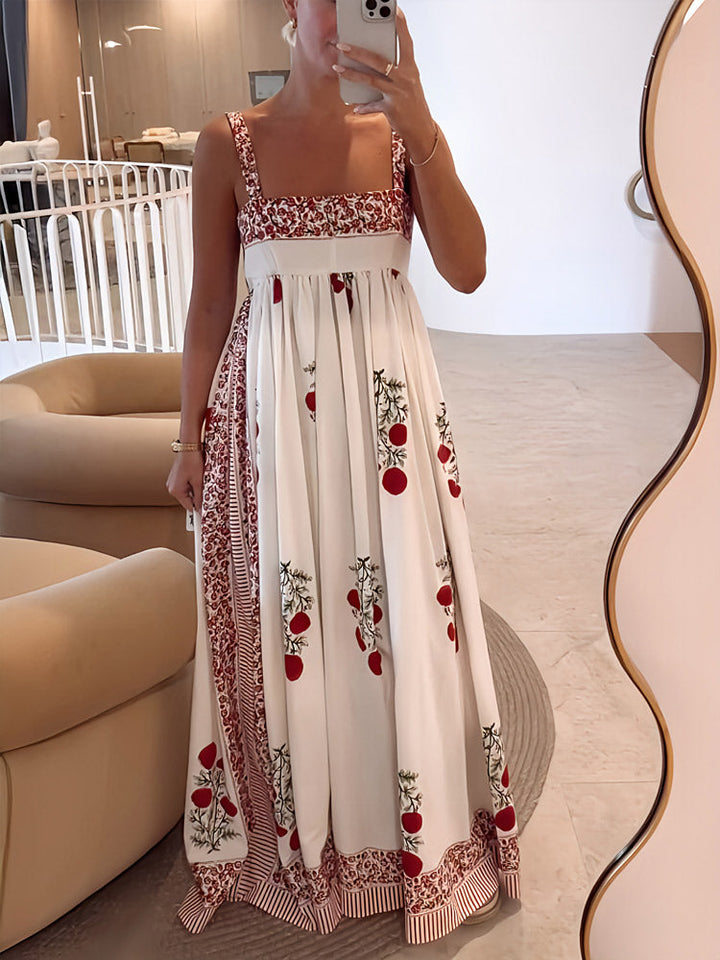 Square Neck Floral Maxi Dress