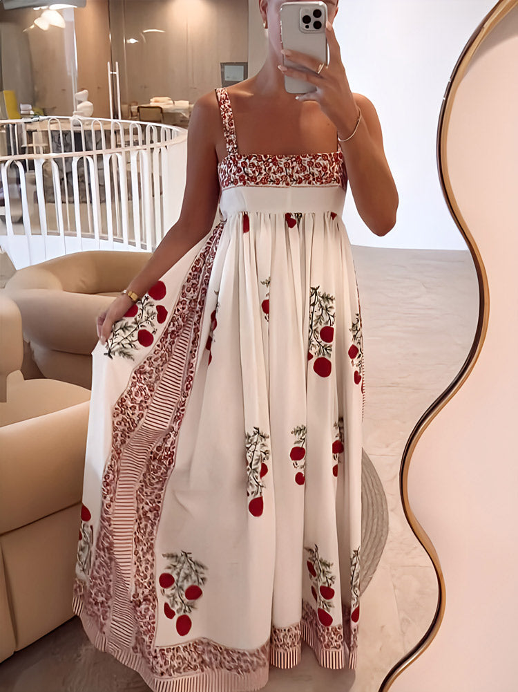 Square Neck Floral Maxi Dress