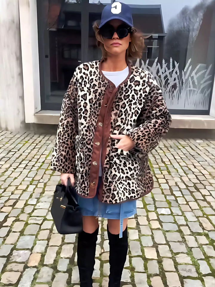 Leopard Button-Up Relaxed Jacket