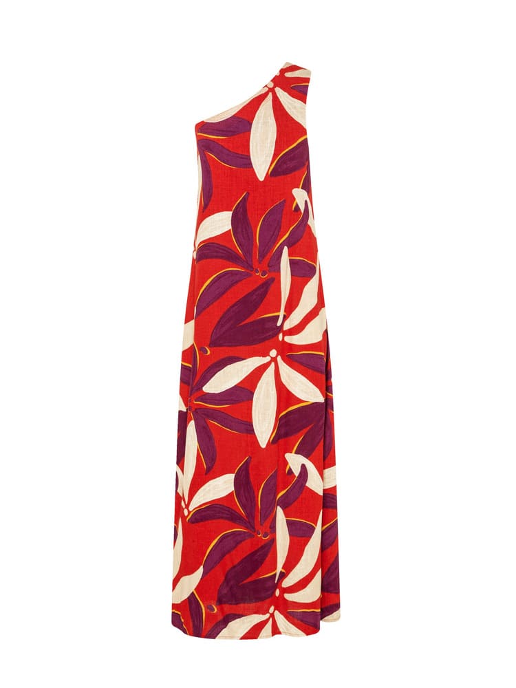 One-Shoulder Tie Maxi Dress in Palma