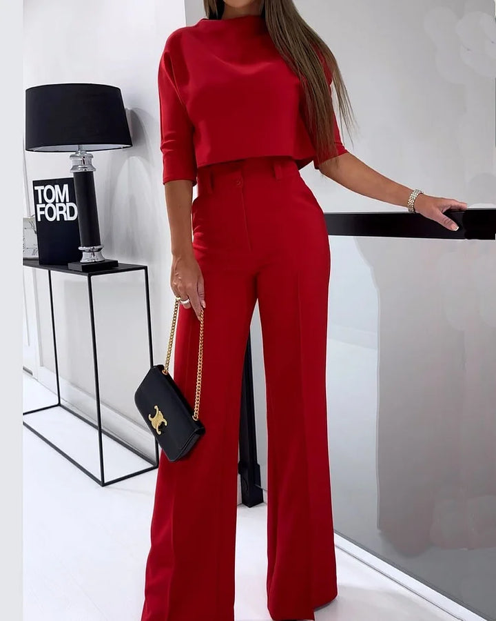 Solid Color Casual Two Piece Set