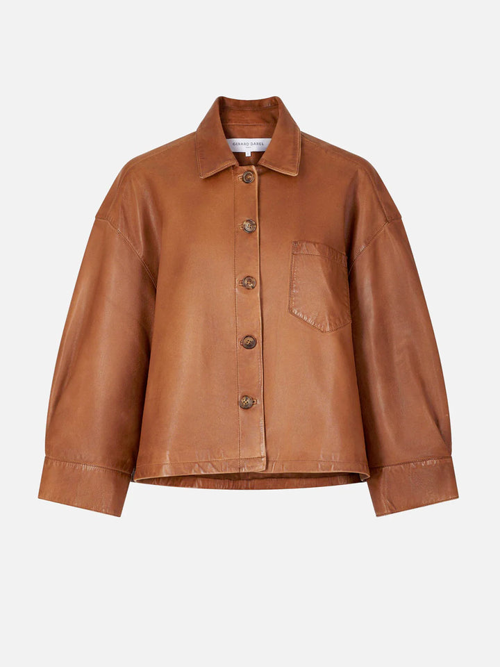 Minimalist Boxy Leather Short Jacket