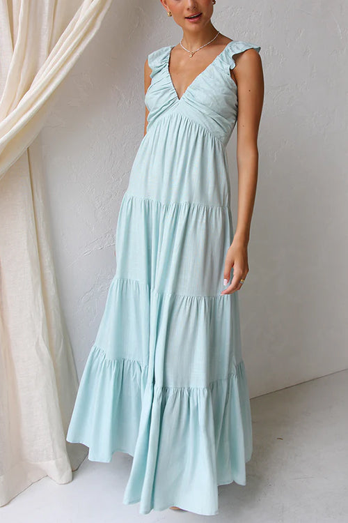 Mayfair V Neck Linen Maxi Dress