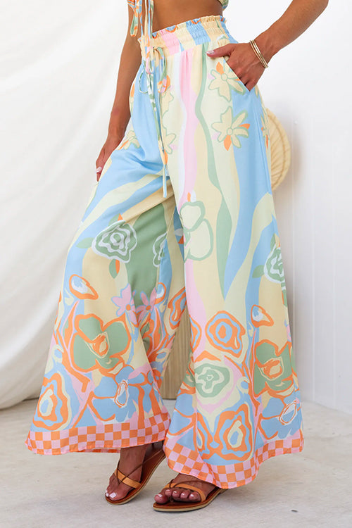 Drawstring Wide Leg Palazzo Pants