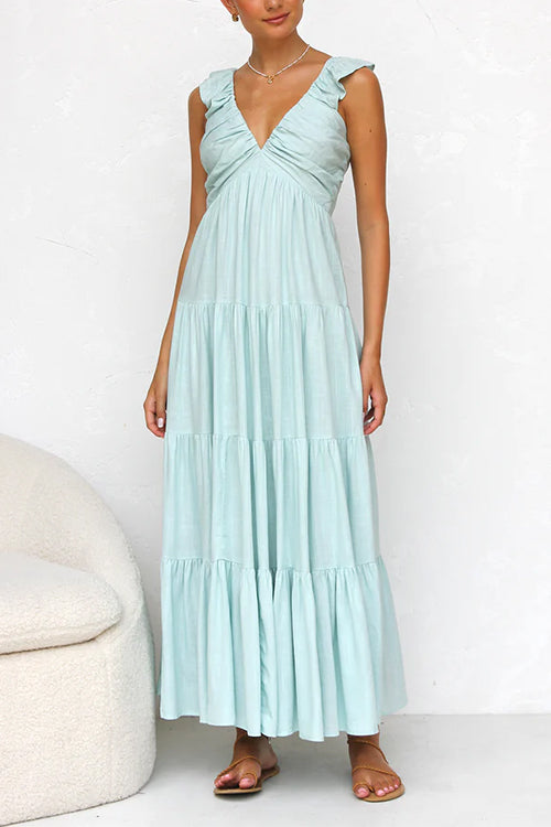 Mayfair V Neck Linen Maxi Dress