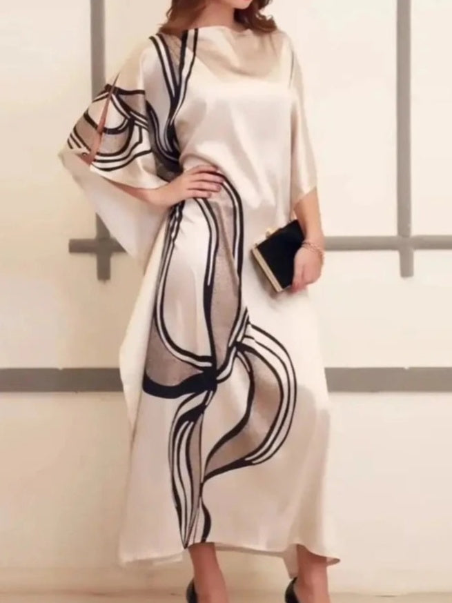 Elegance Swirl - Abstract Art Inspired Silk Kaftan