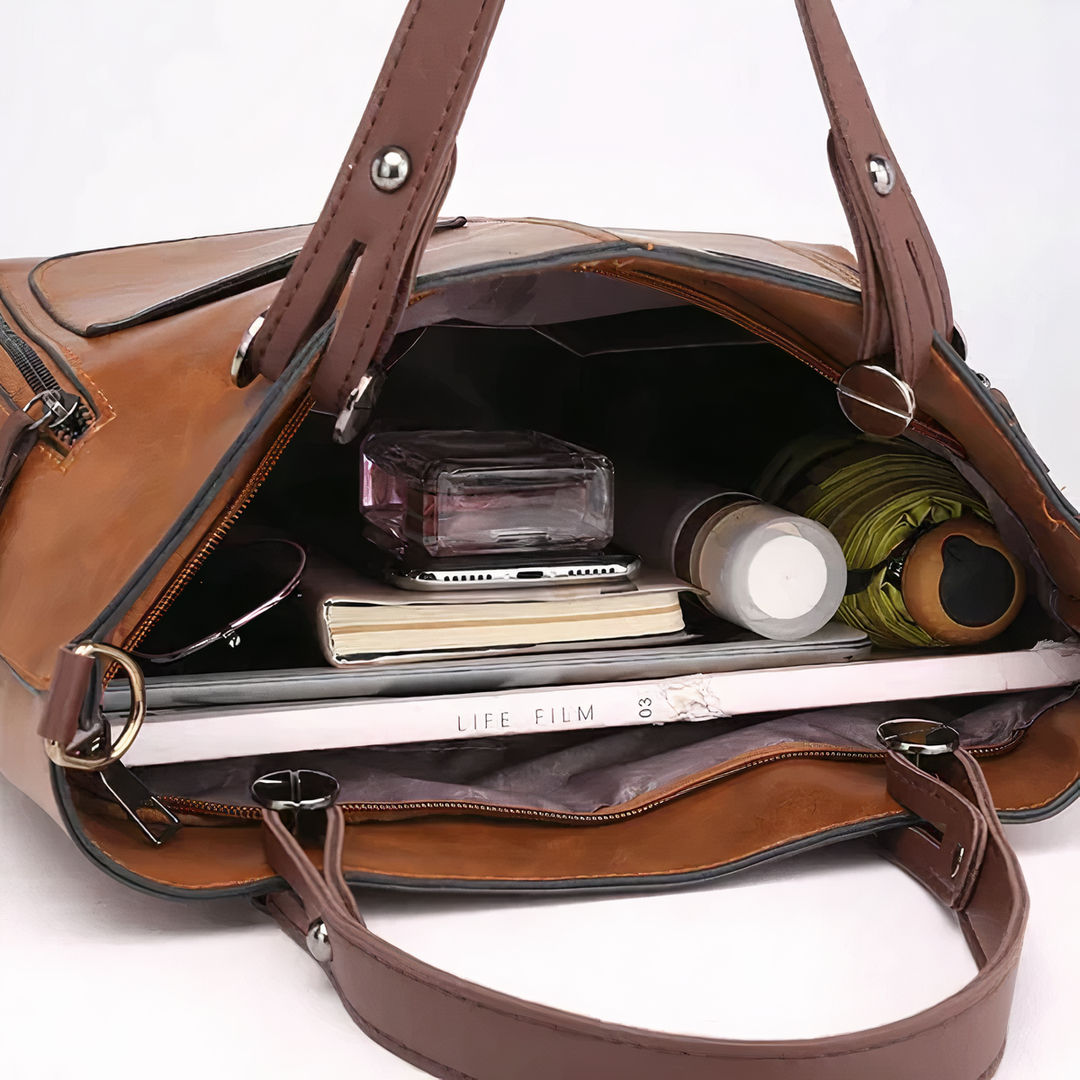 JansenStyle™ Lina - Vintage style leather shoulder bag