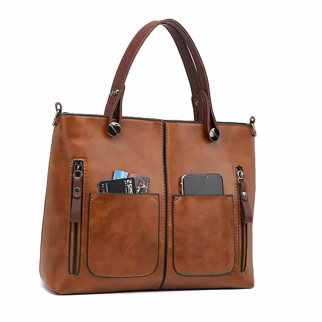 JansenStyle™ Lina - Vintage style leather shoulder bag