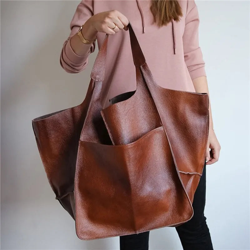 Millicent™ | Oversized Leather Tote Bag