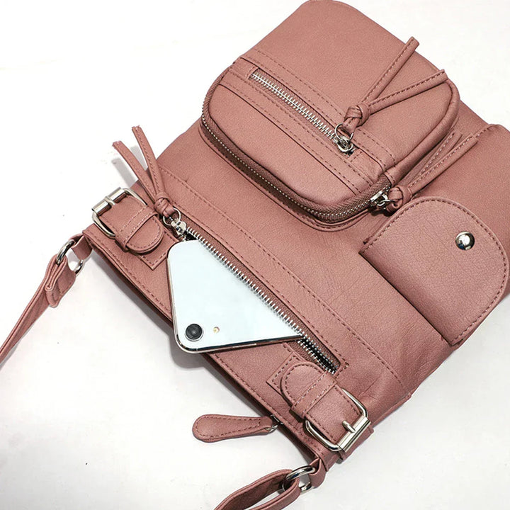 Aria™ – Soft Leather Shoulder Bag with Multiple Pockets