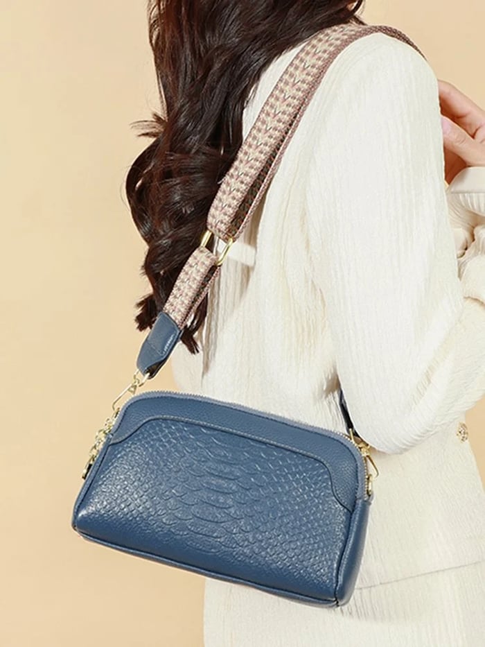 Greta™ - Leather Shoulder Bag with Alligator Pattern