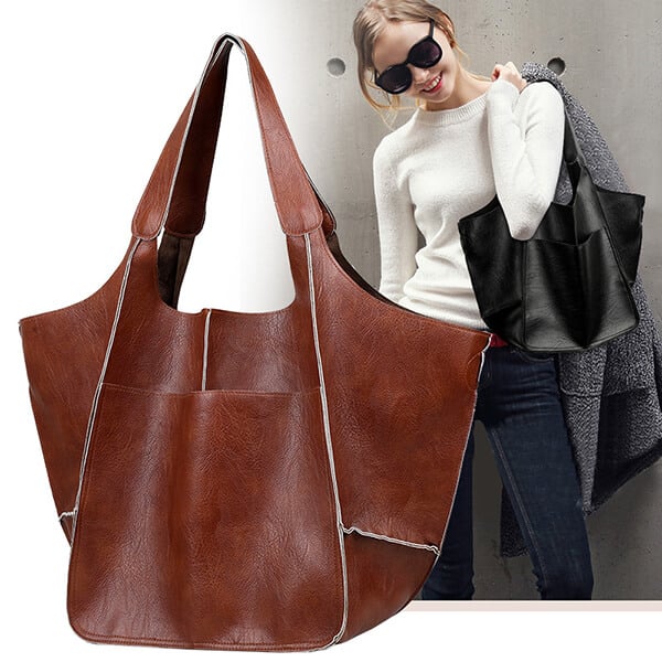 Carla™ - New oversized handcrafted handbag made from vegan leather