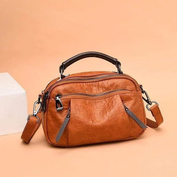 Handcrafted Soft Leather Bag with Multiple Pockets