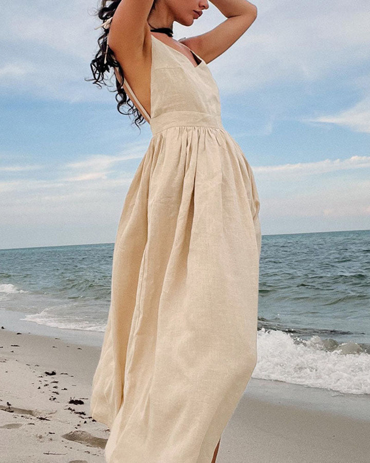 Chic V-neck strapless backless dress