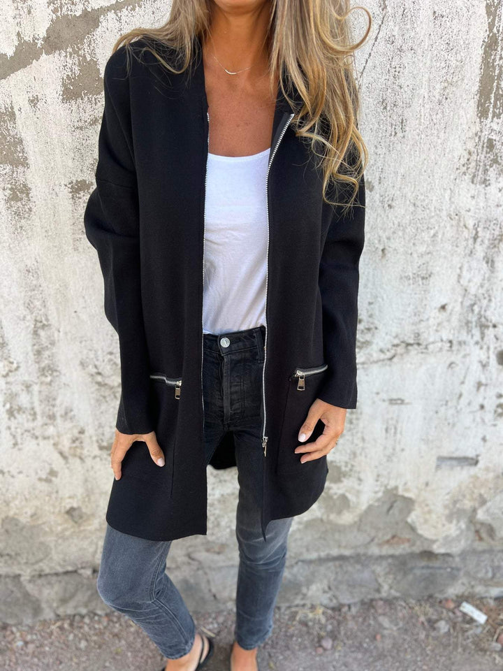 Round Neck Zipper Long Sleeve Jacket