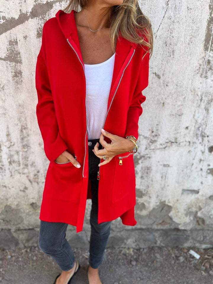 Round Neck Zipper Long Sleeve Jacket