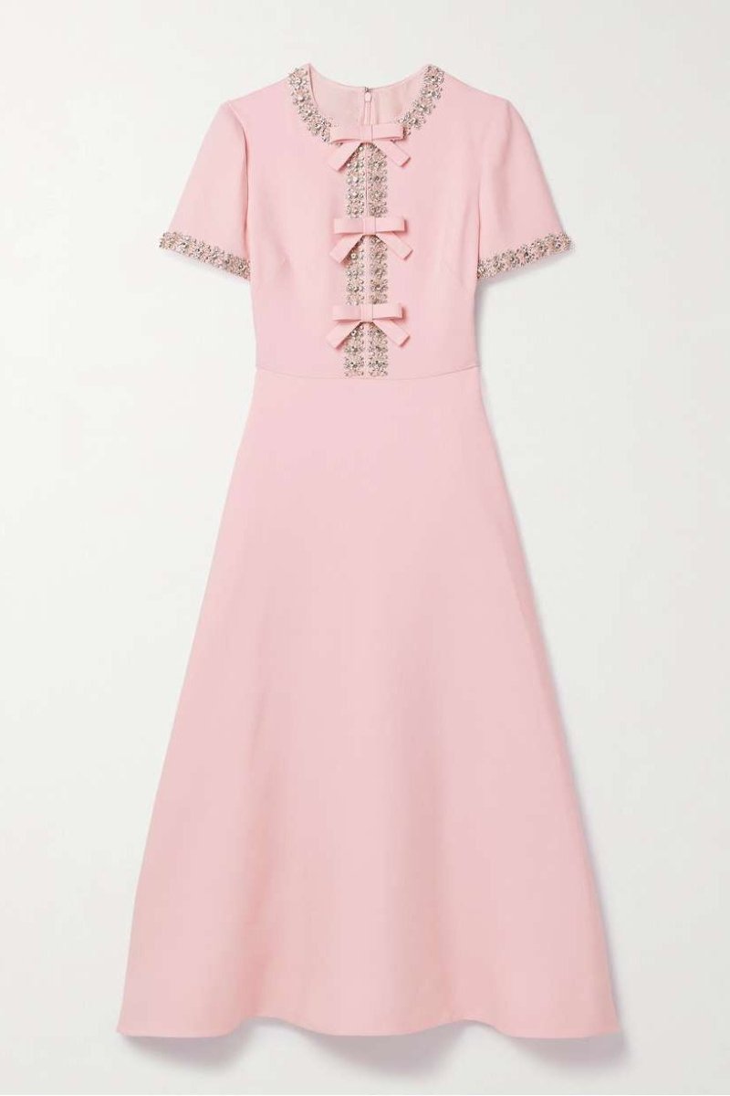 Zoe Bowknot Crystal-embellished Midi Dress