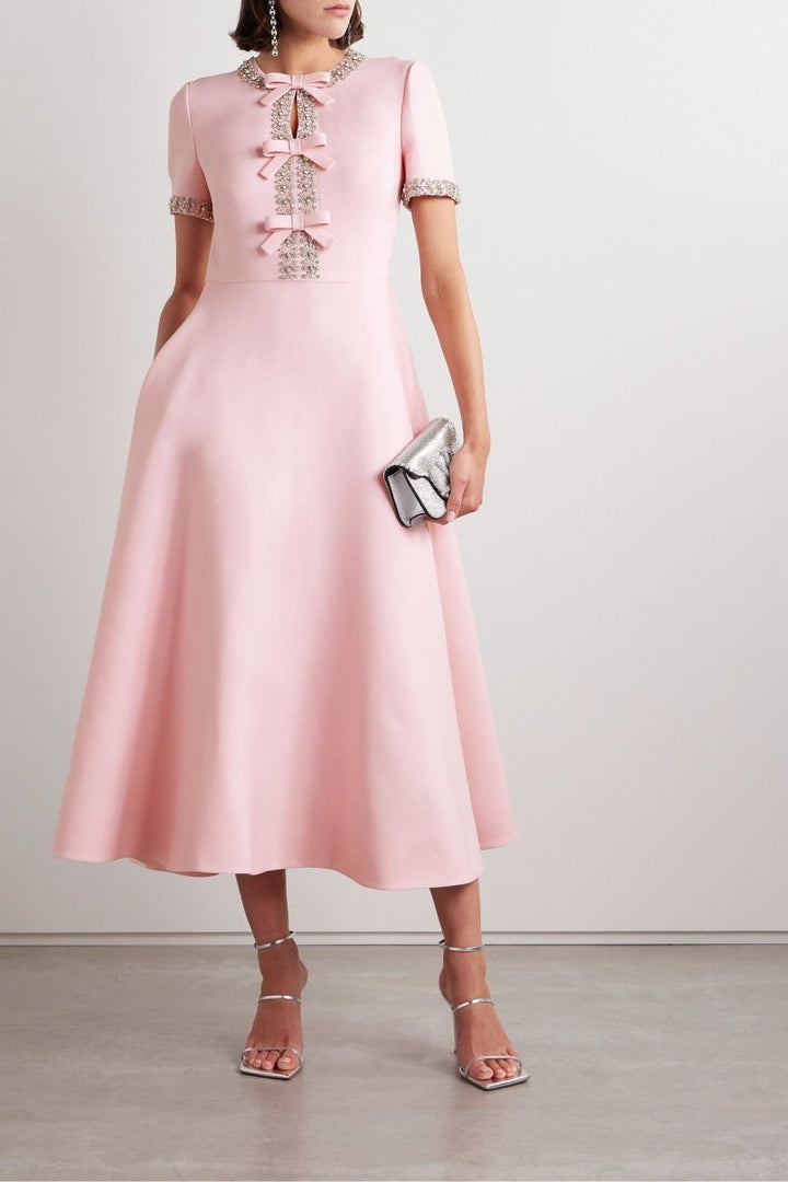 Zoe Bowknot Crystal-embellished Midi Dress